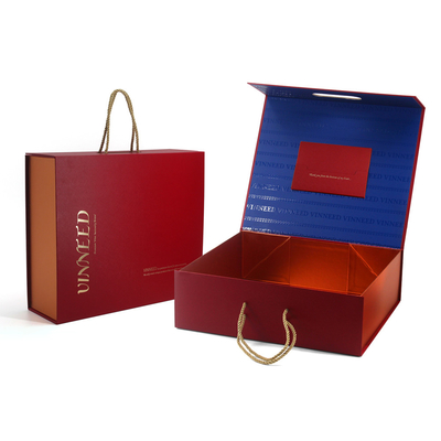 Custom Premium Folding Wine Accessories Gift Box Glossy Logo Printed Rigid Paper Box With Handle