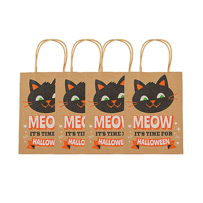 Custom Print Brown Kraft Paper Halloween Party Candy Sweet Goodie Gift Bags With Logo