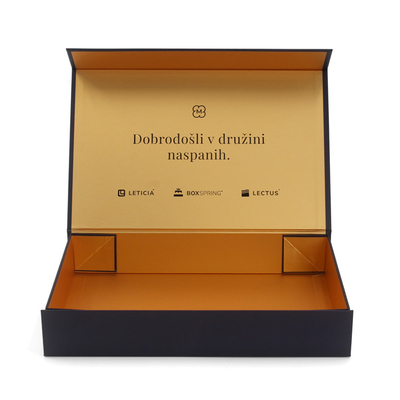 Custom Rigid Magnetic Closure Luxury Foldable Black Gift Box Packaging