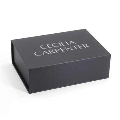 Grey Magnetic Gift Box Packaging With Custom Silvery Logo