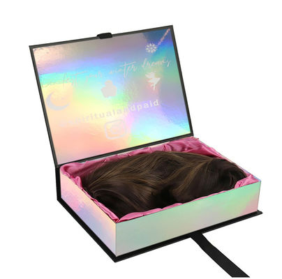 Custom Logo Printed Creative Weave Satin Braiding Wig Hair Extension Packaging Boxes For Bundles